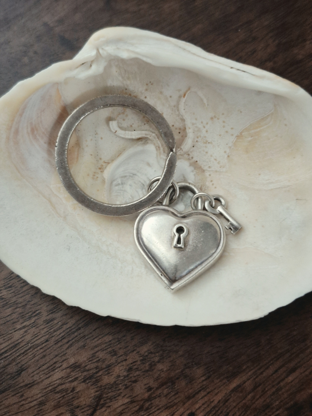 Tiffany & Co. Silver Heart Lock and Key Keyring~